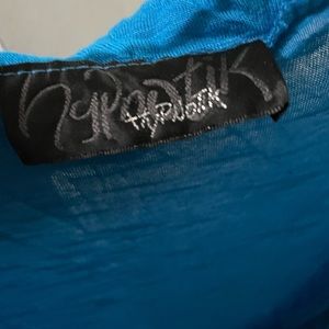 Blue and black causal dress.